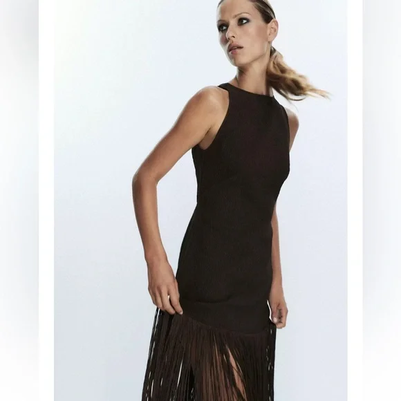 Zara Fringed Fitted Dress - Picture 11 of 15